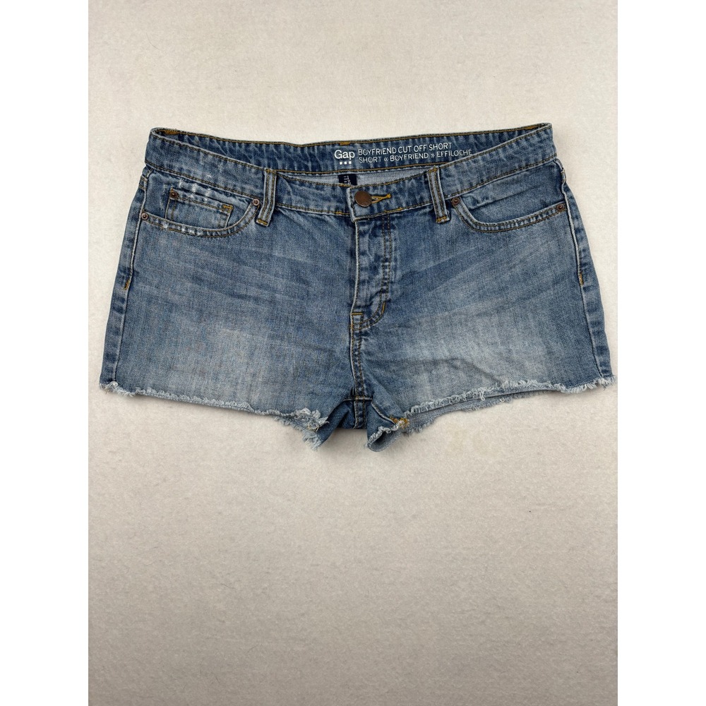 Gap Denim Shorts Womens 8 Boyfriend Cut Off Blue Button Fly 1969